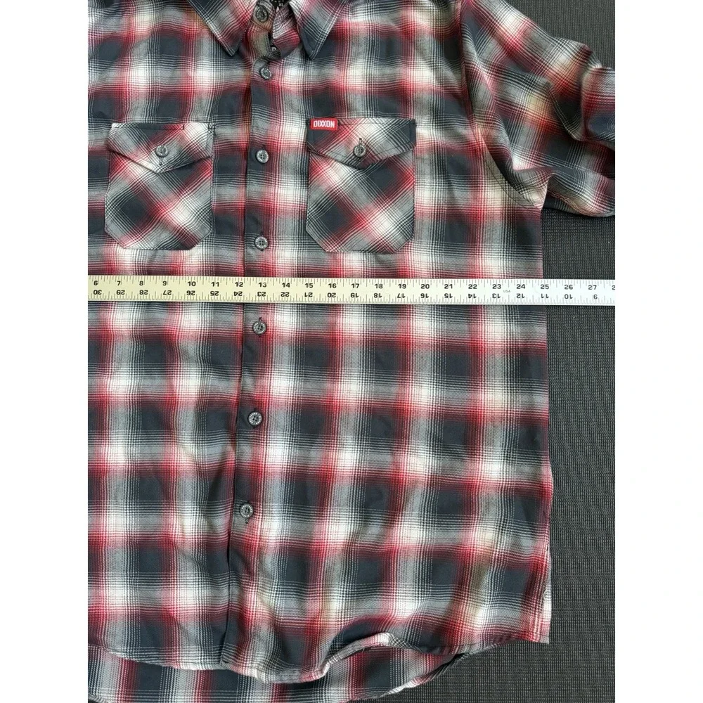 Dixxon Flannel The Equalizer Button Up Mens XL Red Shadow Plaid Long Sleeve